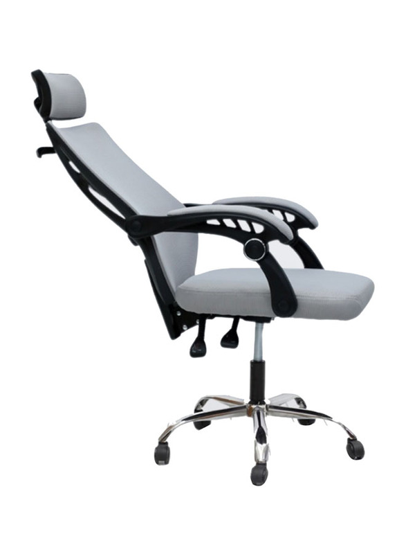 Karnak Ergonomic Executive Computer Home Wide Seat With Large Headrest Modern Desk Office Chair, Light Grey