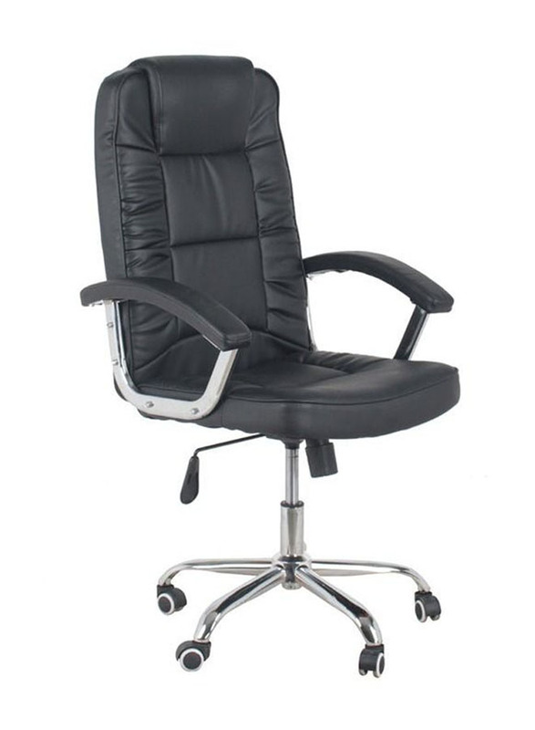 Karnak Ergonomic PU Leather Adjustable Height Back Executive Office Chair with Headrest & Lumbar Support, Black