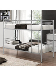 Karnak Bunk Bed Metal Strong Frame Safety Rails, Built-In Ladder, Silver