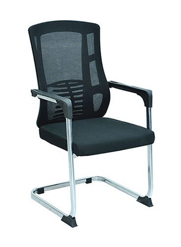 Karnak Modern Design Mesh Visitor Chair with Steel Metal Frame, Black