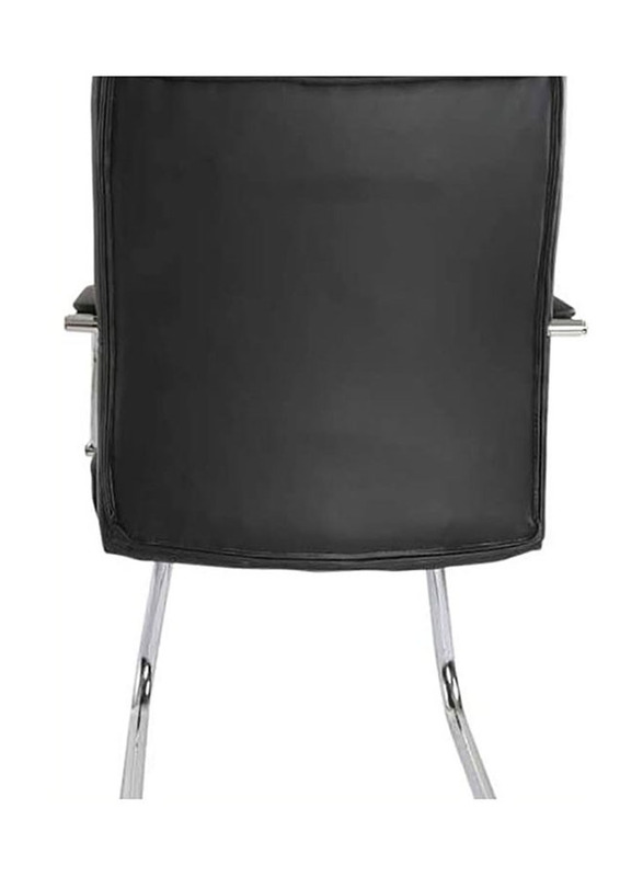 Karnak Modern Design PU Leather Visitor Chair with Steel Metal Frame, Black