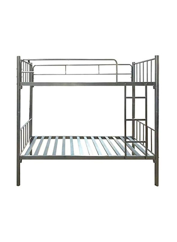 

Karnak Bunk Bed Metal Frame Safety Rails, Built-In Ladder, Silver