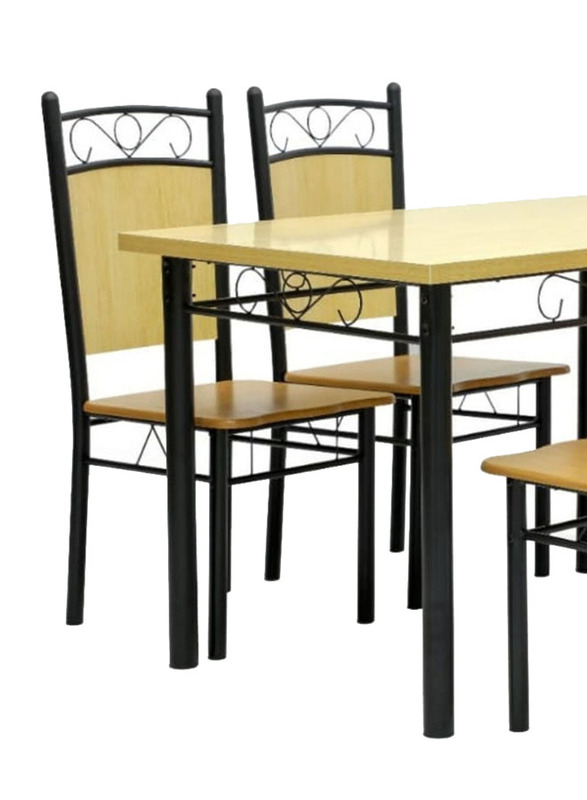 Karnak 5-Piece Modern Wood & Metal Dining Table Set, Teak