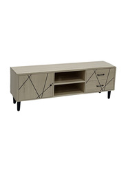 Karnak Media Console with Natural Wood Finish & Storage Doors Entertainment Stand, Beige