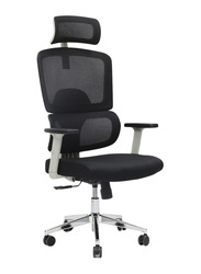 Karnak Mesh Executive Office Chair With Adjustable Headrest, Grey/Black