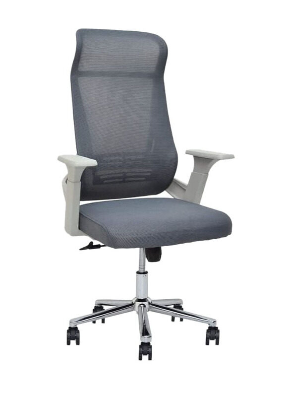 

Karnak 360° Swivel Ergonomic Adjustable Height Lumbar Support Back Executive Office Home Chair, White/Grey