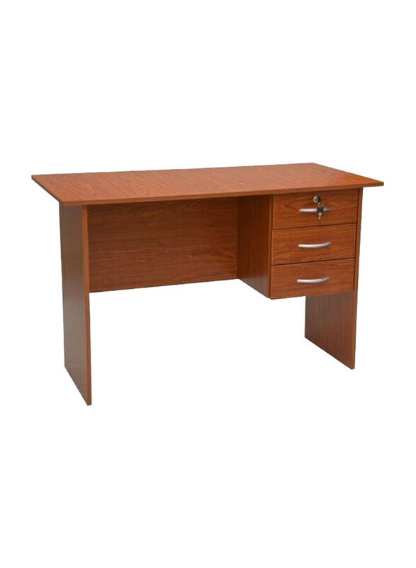 

Karnak Wooden Office Desk Table with 3-Drawers and 1-Lockable and Stainless Steel Handles, Charry