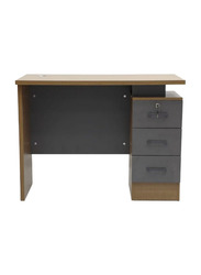 Karnak Modern Wooden Executive Office Desk with Key Locker Drawer, Oak/Light Brown