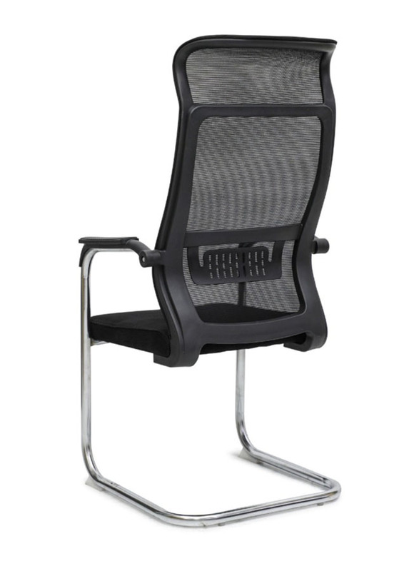 Karnak Modern Design Mesh Visitor Chair with Steel Metal Frame, Black