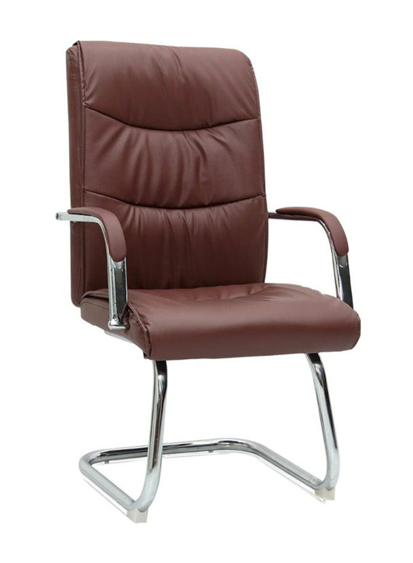 Karnak Modern Design PU Leather Visitor Chair with Steel Metal Frame, Brown