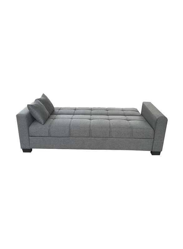 Karnak Modern Design Sleeping Fabric Cum Three Seat Sofa, Grey