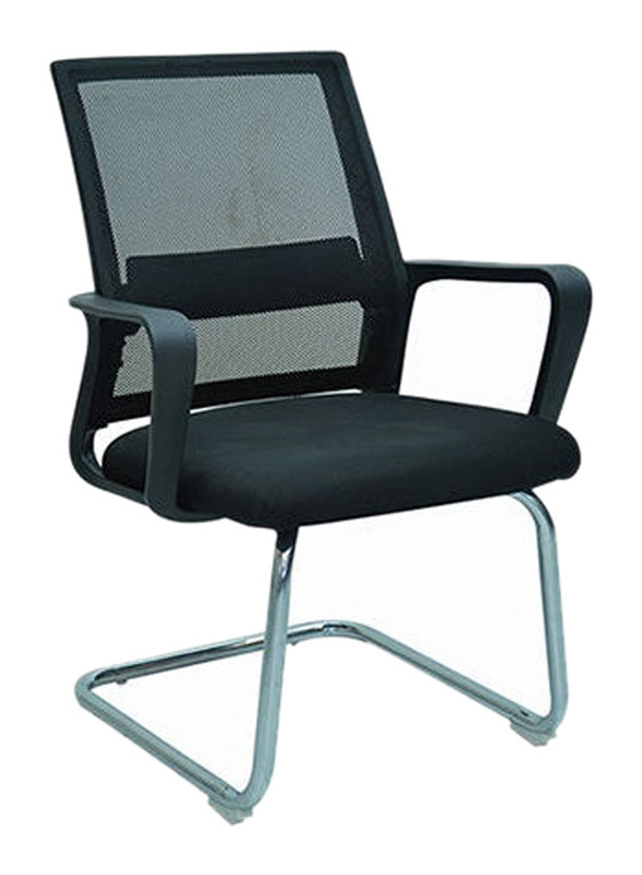 Karnak Modern Design Mesh Visitor Chair With Steel Metal Frame Waiting Room Chair, Black