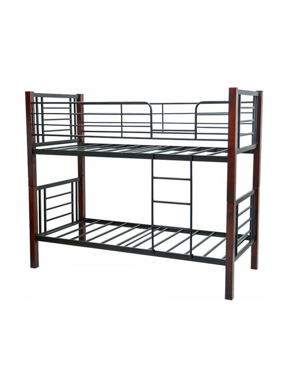 

Karnak Heavy Duty Guard Rails Double Decker Wooden Steel Bunker Bed, Mahogany