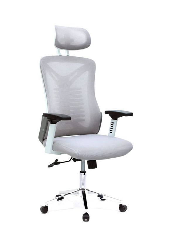 Karnak Ergonomic Mesh Office Desk Chair with Headrest & Lumbar Support Comfortable High, Light Grey