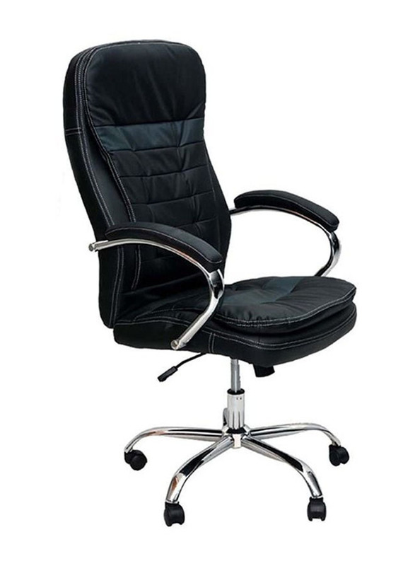 Karnak Ergonomic Adjustable Height Mid Back Executive Office Chair with Headrest & Lumbar Support, Black