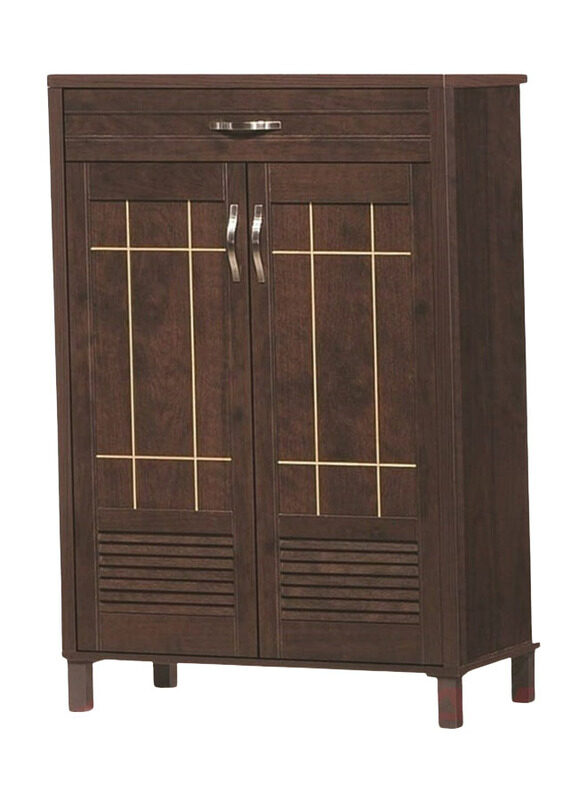 

Karnak Wood Shoe Rack Storage 2 Door Cabinet, Dark Brown