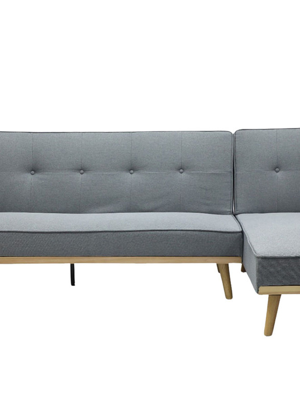 Karnak Modern Three Seater Fabric Sofa Bed with Wooden Legs, Grey