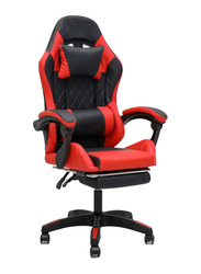 Karnak Ergonomic Leather Gaming Chair with Headrest, Lumbar Support & Footrest, 44FR, Black/Red