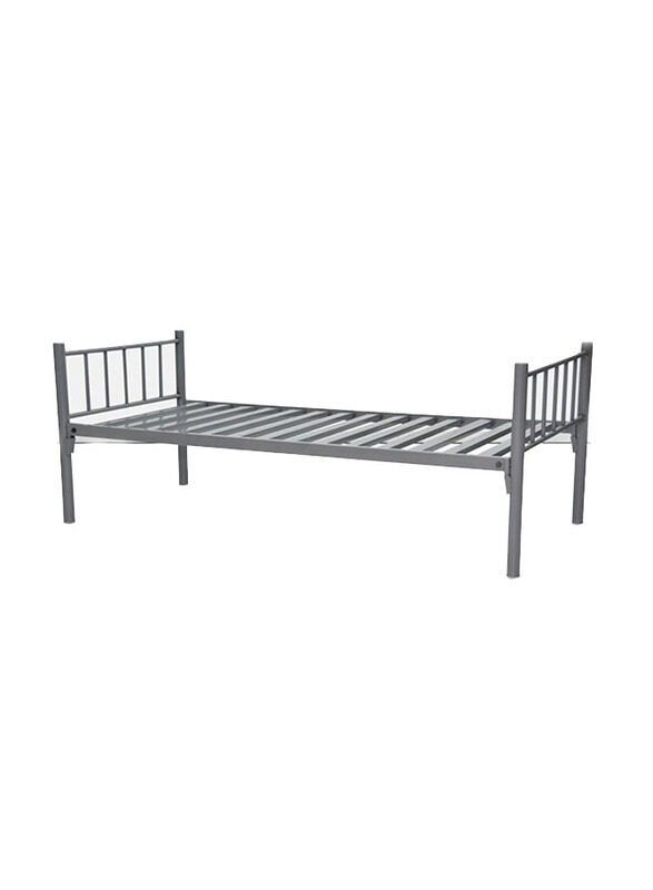 

Karnak Single Metal Steel Bed with Medicated Mattress, Silver