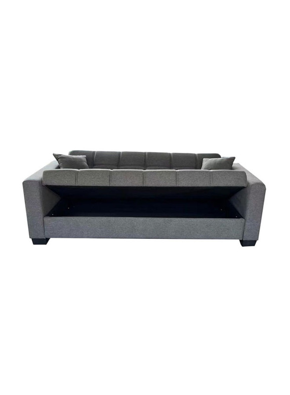 Karnak Modern Design Sleeping Fabric Cum Three Seat Sofa, Grey