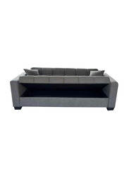 Karnak Modern Design Sleeping Fabric Cum Three Seat Sofa, Grey