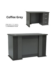 Karnak Modern Executive Wooden Office Desk with Locker Drawer & Cable Hole Cover Grommet, Coffee Grey