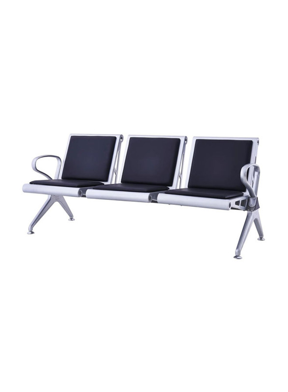 Karnak 3 Seater Airport Chair with Cushion, Black