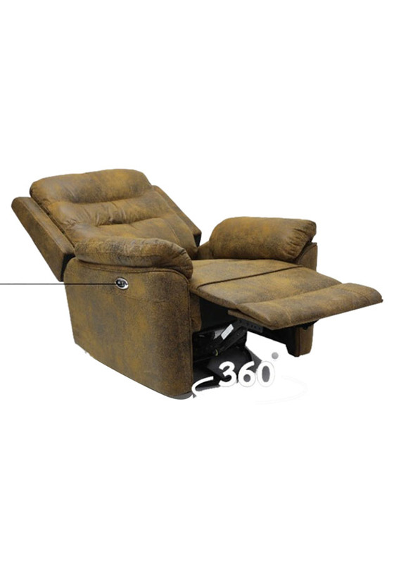 Karnak Electric Swing Recliner Single Sofa Chair Fabric 360° Degree Rotation, Gold