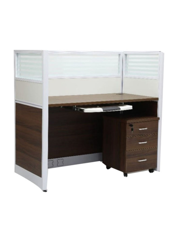 Karnak Premium Quality Front Office Reception Desk, Walnut/White