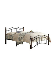 Karnak Wooden Legs Wood And Steel Queen Bed with Medicated Mattress, Brown