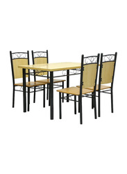 Karnak 5-Piece Modern Wood & Metal Dining Table Set, Teak