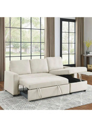 Karnak Hunter 3 Seater Diwan Sofa Bed With Cushions L-Shaped Storage Space, White