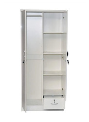 Karnak 2 Door Wooden Modern Wardrobe Cabinet Cupboard, White