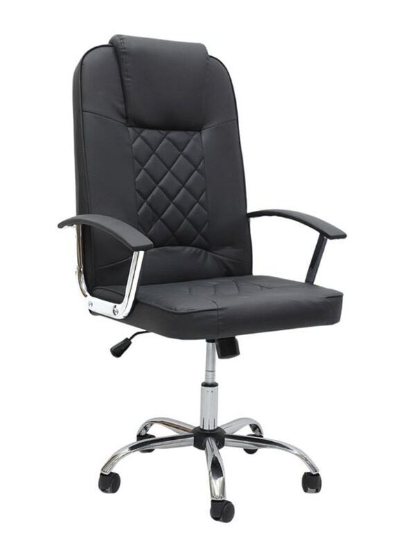 

Karnak Leather Executive High Back & Adjustable Office Chair with 360° Swivel & Fixed Padded Armrests, Black