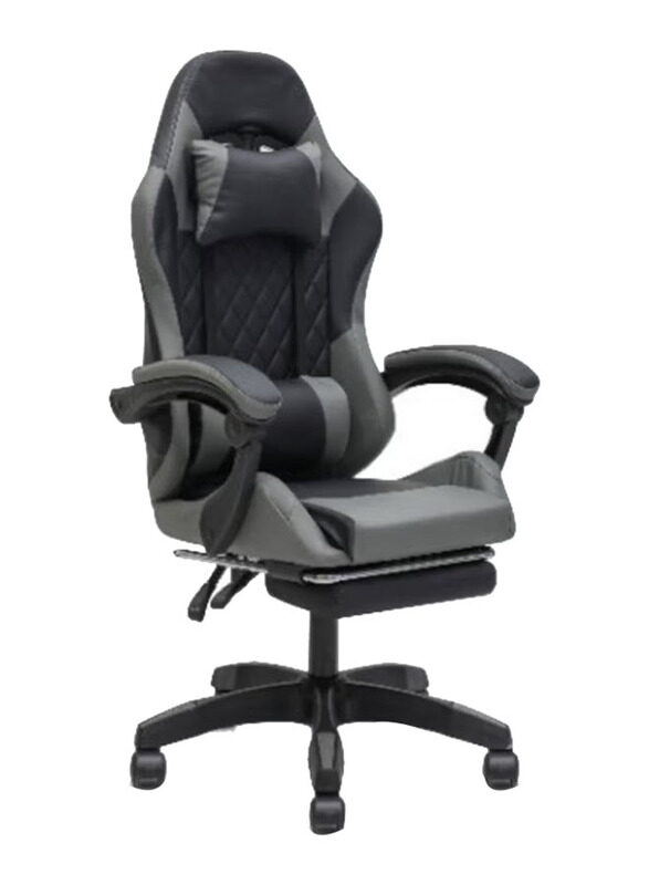 

Karnak Ergonomic Leather Gaming Chair with Headrest, Lumbar Support & Footrest, 44FR, Black/Grey