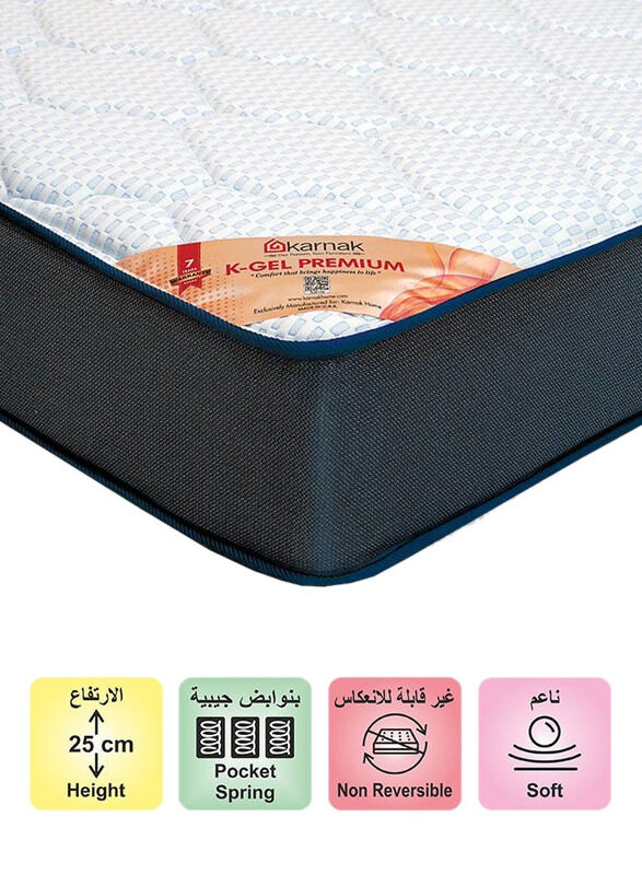 Karnak K-Gel Premium Soft Feel Memory Foam Mattress, HC Single, Multicolour