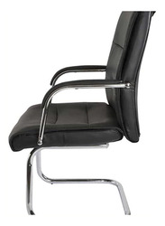 Karnak Modern Design PU Leather Visitor Chair with Steel Metal Frame, Black