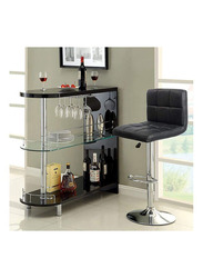 Karnak 2-Pieces Adjustable Height Bar Stool Chair with 360° Swivel, Black