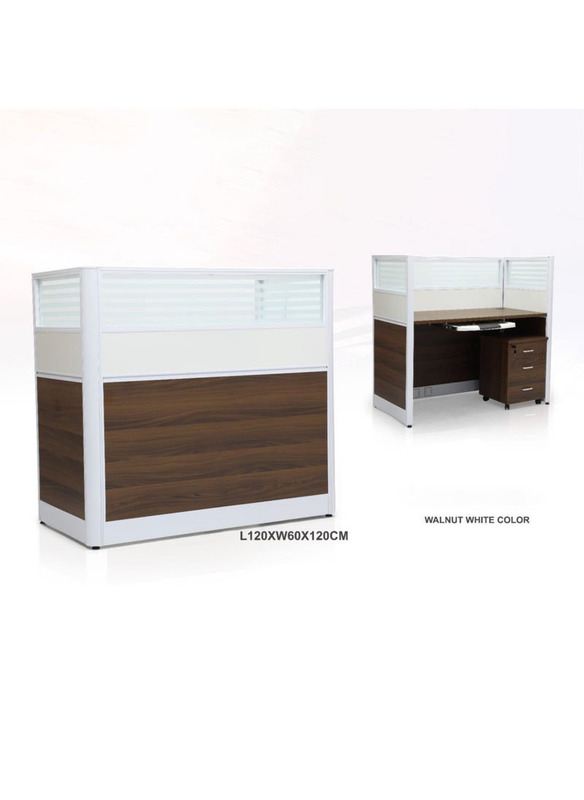 Karnak Premium Quality Front Office Reception Desk, Walnut/White