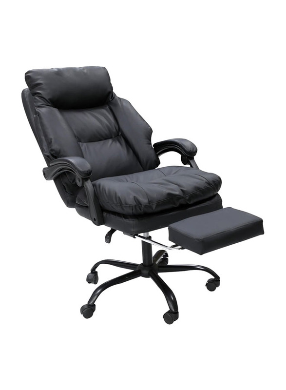 Karnak Executive Office Chair Extra Cushion Padding Luxurious Faux Leather With Adjustable Armrests And Backrest, Black