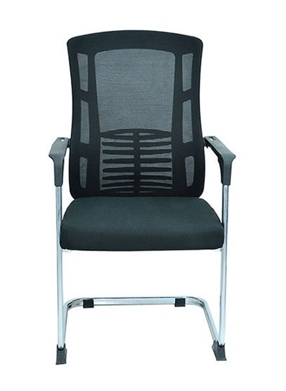 Karnak Modern Design Mesh Visitor Chair with Steel Metal Frame, Black