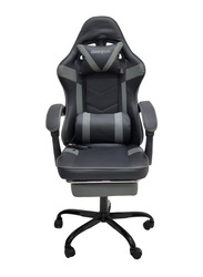 Karnak PU Leather Ergonomic Executive PUBG-3D 360° Rolling Swivel Reclining Gaming Chair with Adjustable Height, Headrest Pillow Cushion & Lumber Support, KC370, Black/Grey