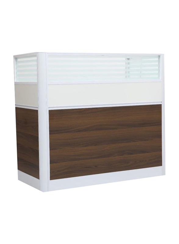 Karnak Premium Quality Front Office Reception Desk, Walnut/White