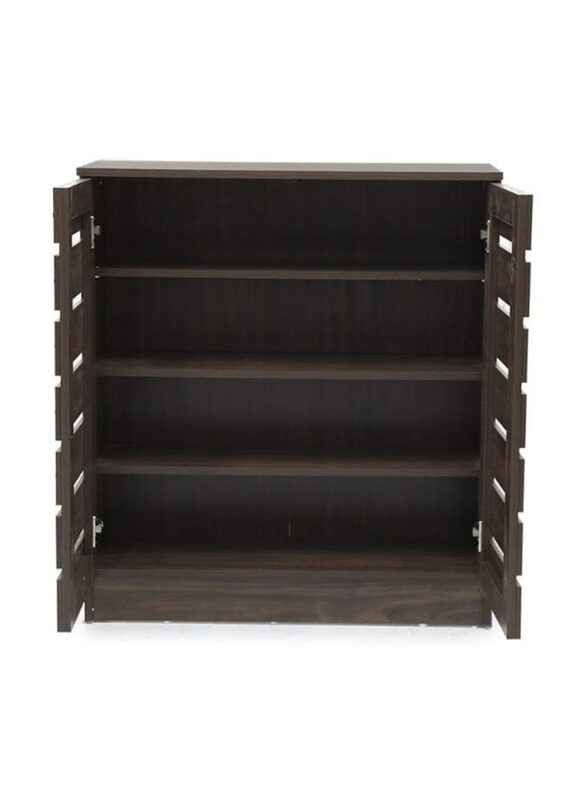 Karnak Modern Wooden Shoe Rack with Dustproof Cover, Dark Brown