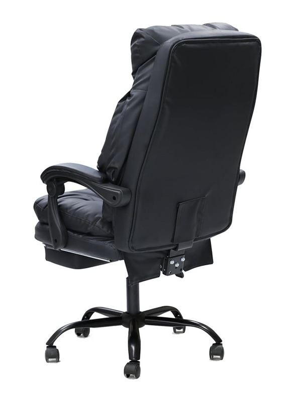 Karnak Executive Office Chair Extra Cushion Padding Luxurious Faux Leather With Adjustable Armrests And Backrest, Black