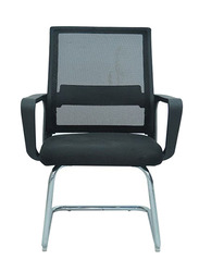 Karnak Modern Design Mesh Visitor Chair With Steel Metal Frame Waiting Room Chair, Black