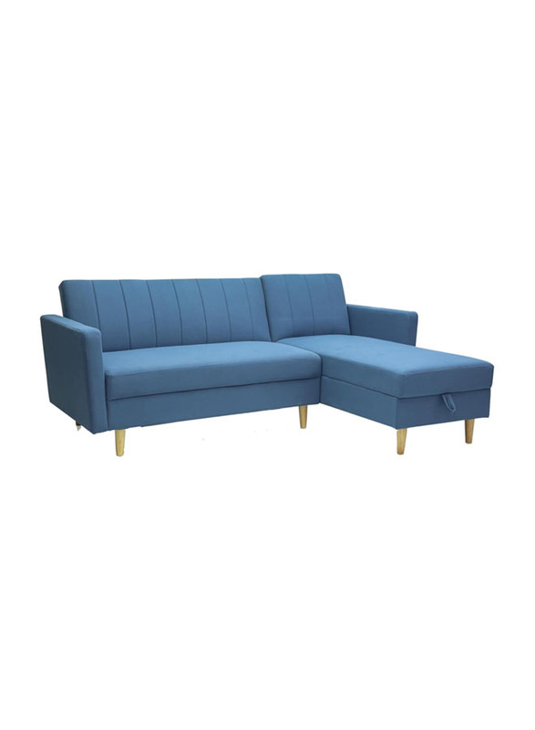 Karnak Luxurious Comfort and Practicality Combined L-Shaped Storage Sofa Bed, Blue