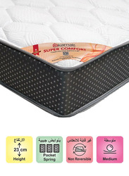 Karnak Super Comfort Pocketed Spring Mattress with Medium Feel, 200 x 200 x 23cm, UK Emperor, Multicolour