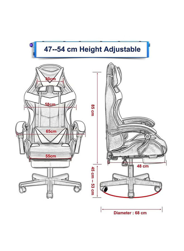 Karnak PU Leather Ergonomic Executive PUBG-3D 360° Rolling Swivel Reclining Gaming Chair with Adjustable Height, Headrest Pillow Cushion & Lumber Support, KC370, Black/Grey