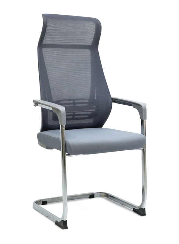 Karnak Modern Design Mesh Visitor Chair with Steel Metal Frame, Grey